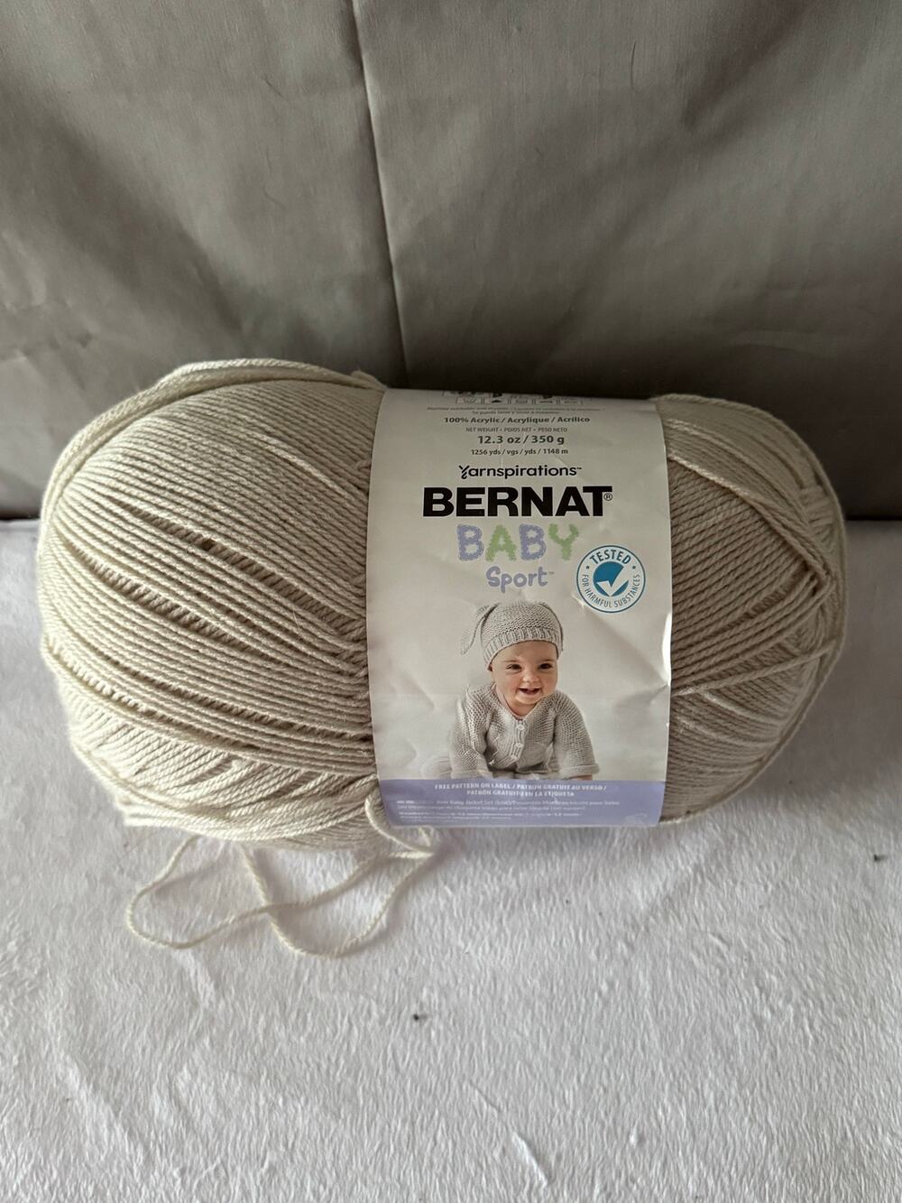 Bernat Baby Sport Yarn Baby Taupe Beige 12.3 oz 1256 Yards 100% Acrylic, New